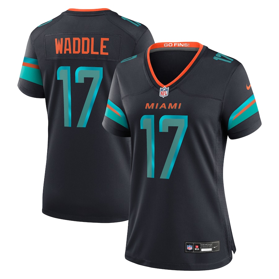 women Miami Dolphins 17 Waddle Nike 2025 Blue Limited Nike NFL Jersey